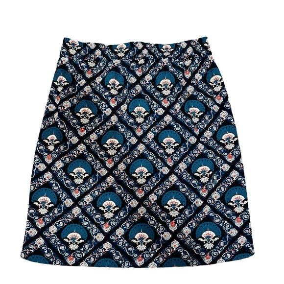 Loft Navy Blue Paisley Mixed Media Patterned Skirt size Medium - Picture 4 of 5